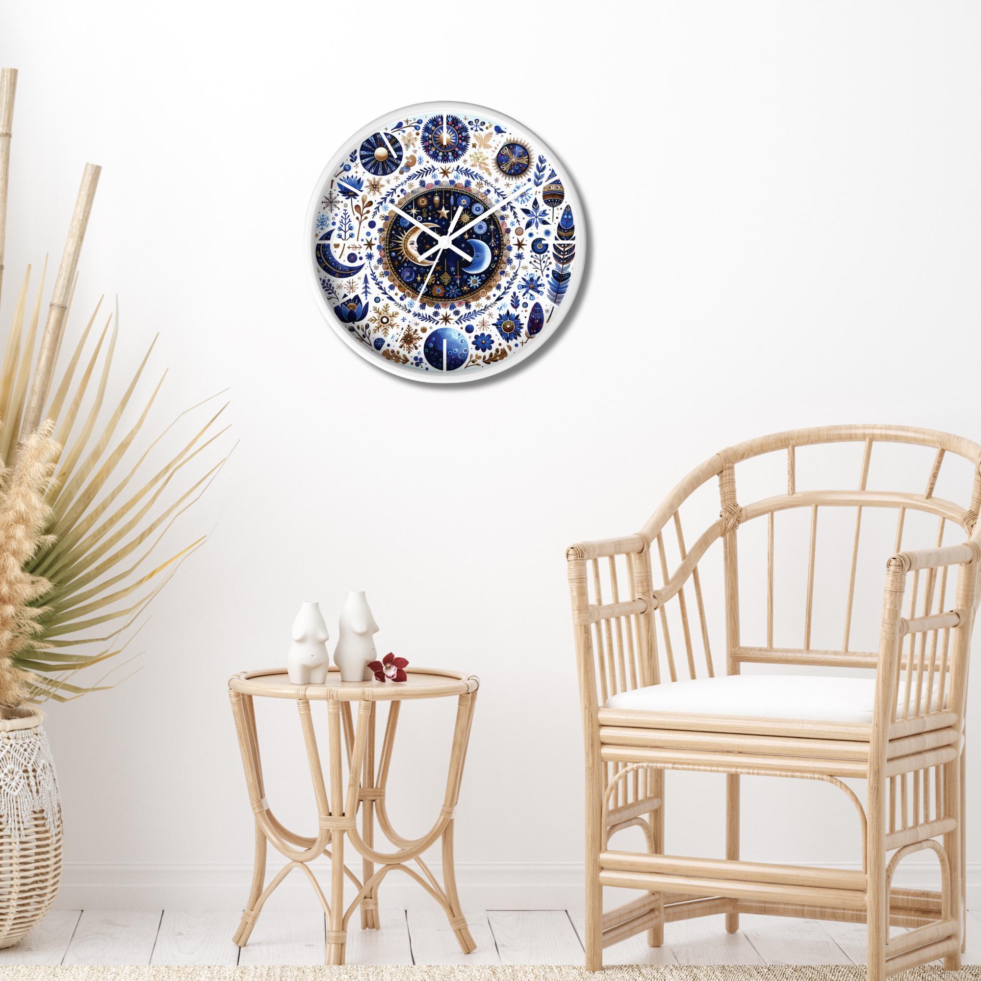Celestial Sun and Moon Wall Clock: Boho Mandala Moon Phase Decor - Etsy