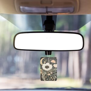 Celestial Car Freshener with Crescent Moon and Floral Design