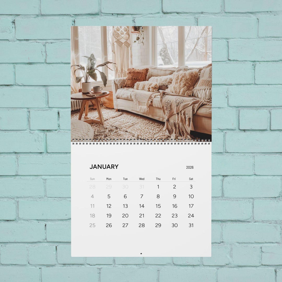 2026 Boho Wall Calendar, Bohemian Living Monthly Planner, Macrame ...
