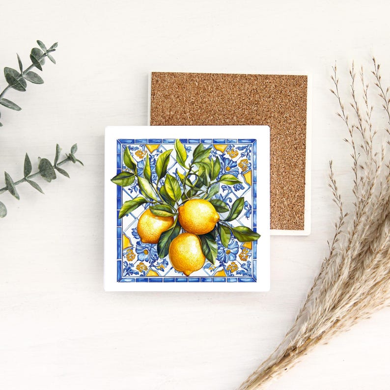 Italian Lemon Ceramic Coaster - Thumbnail 4
