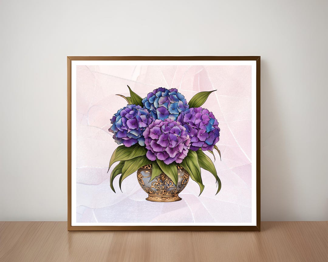 Hydrangea Print | Purple Hydrangea Wall Art | Floral Canvas Print ...