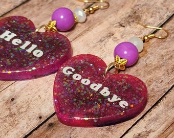 Hello Goodbye Earrings -  Resin Glitter Statement Earrings