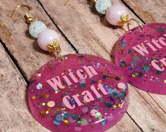 Witch Craft Earrings -  Resin Glitter Statement Earrings