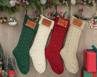 Personalized Knitted Christmas Stocking: Custom Name, Cotton, 13.9&quot;