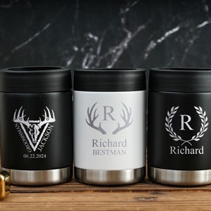 Custom Metal Can Cooler,Personalized Beer Can Holder,Engraved Beer Can Cooler,Groomsmen Gifts,Personalized Bachelor Party Gift for Him Dad