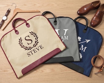 Funda para trajes personalizada, bolsas de lona con asa de cuero, regalo para padrinos de boda, funda antipolvo para hombre.