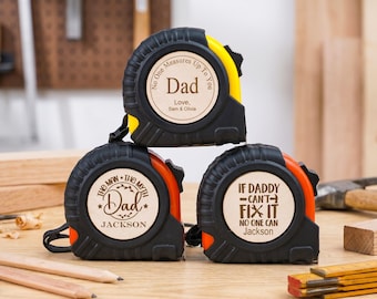 Cinta métrica personalizada: Regalo grabado para papá, herramienta de madera contrachapada para el Día del Padre