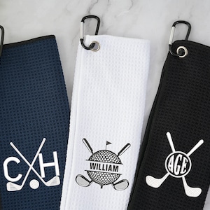 Geborduurde golfhanddoek, gepersonaliseerde golfhanddoek, golfhanddoek met monogram, aangepaste golfhanddoek, gepersonaliseerd golfcadeau voor papa, bruidsjonkers