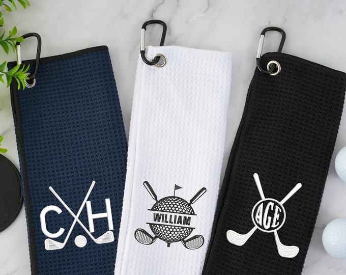 Embroidered Golf Towel: Personalized Microfiber Golf Gift, Custom Gifts for Men Dad