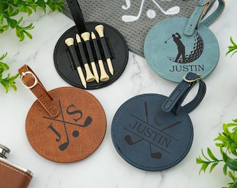 Golf Bag Tag mit Gravur, Golf Bag Anhänger mit Tees, Golf Geschenke für Männer, Golf Zubehör, Groomsmen Geschenk