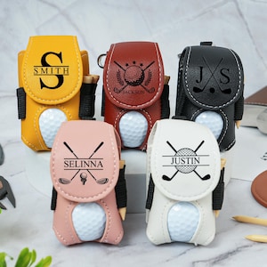 Sac de balles de golf personnalisé, Porte balles de golf et tees de golf personnalisés, Porte-balles de mini golf, Sac de voyage de golf en cuir, Cadeaux personnalisés pour amateurs de golf