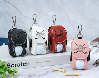 Benutzerdefinierte Golfballtasche, personalisierte Golfbälle und Tees Halter, Mini Golfball Halter, Leder Golf Reisetasche, individuelle Geschenke für Golfliebhaber