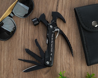 Personalized 12-in-1 Hammer Multitool: Camping, Hunting, Gifts for Dad
