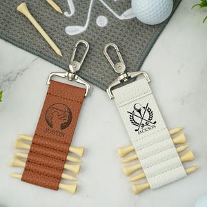 Golf Bag Tag mit Gravur, personalisierter Golf Bag Tag, benutzerdefinierter Leder Golf Bag Tag mit Tees, Geschenk für Golf-Liebhaber, Golf Zubehör, Geschenke für Papa ihn