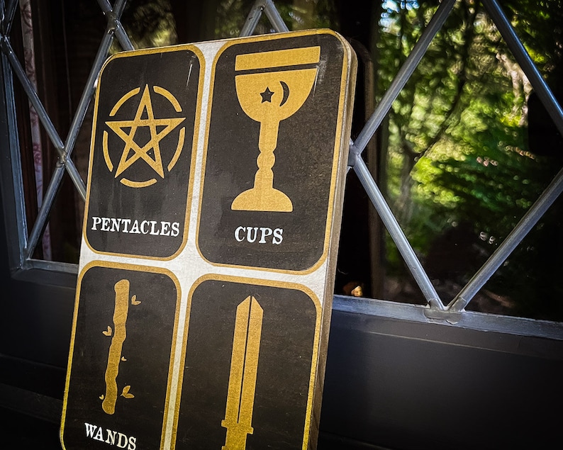 Tarot Pentacle, Wand, Sword, Cups, Solid Wood and Paint, Hand Crafted ...