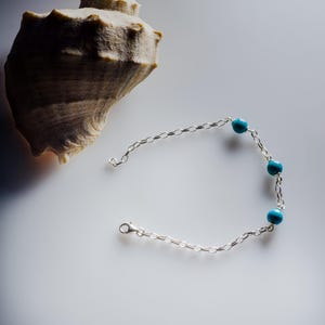Synthetic Turquoise Dainty Bracelet ,Handmade 925 Sterling Silver,Yellow Gold Plated Chain, Turquoise, Christmas Gifts, Valentine&#39;s Day Gift