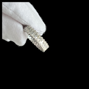 Baguette Cut Diamond Full Eternity Statement Ring , 925 Sterling Silver, Wedding Ring , Minimalist Engagement Ring, Anniversary Gift For Her