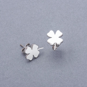 Sterling Silver Four Leaf Clover Stud Earrings ,Minimalist Dainty Tiny Studs ,925 Silver Jewelry ,Minimal Silver Clover Stud Earring