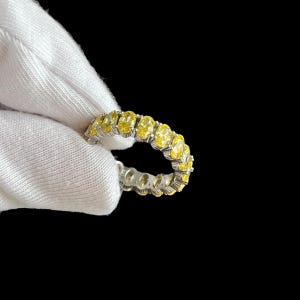 Oval Cut Citrine Diamond Full Eternity Band, Statement Ring, November Birthstone, Minimalist Engagement Ring,  Dainty Delicate Gift for Her