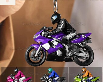 Llavero de motociclista de motocross personalizado, llavero de motociclista de motocross, llavero acrílico de motocross, idea de regalo para corredores de motor, regalo de llavero