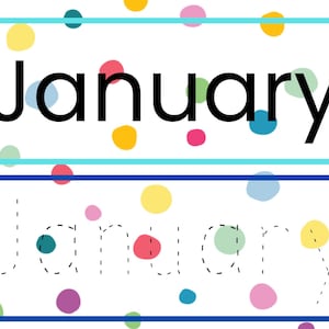 Flashcards coloridos para rastreamento de meses, educação infantil, escola, aprendizagem.