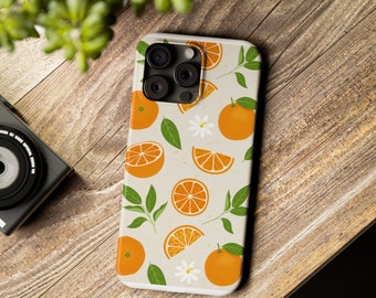 Juicy Orange Phone Case - Eye-Catching Citrus Print, Essential Accessory for Phones, Great Summer Gift