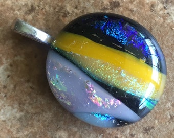 Fused Dichroic Glass Pendant - Art Glass Jewelry Multiple Colors