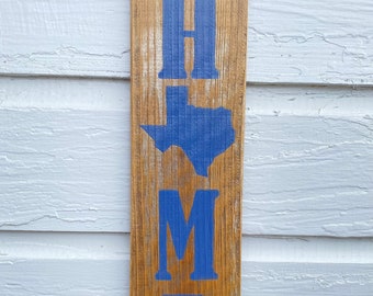 Texas Home Rustic Wood Sign Plaque Wall Hanging Natural Aged Blue - FREE Shipping