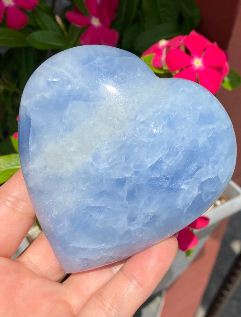 Blue Calcite Heart Shape Polished Carved Stone 404g From Madagascar Free Shipping b2 image 8