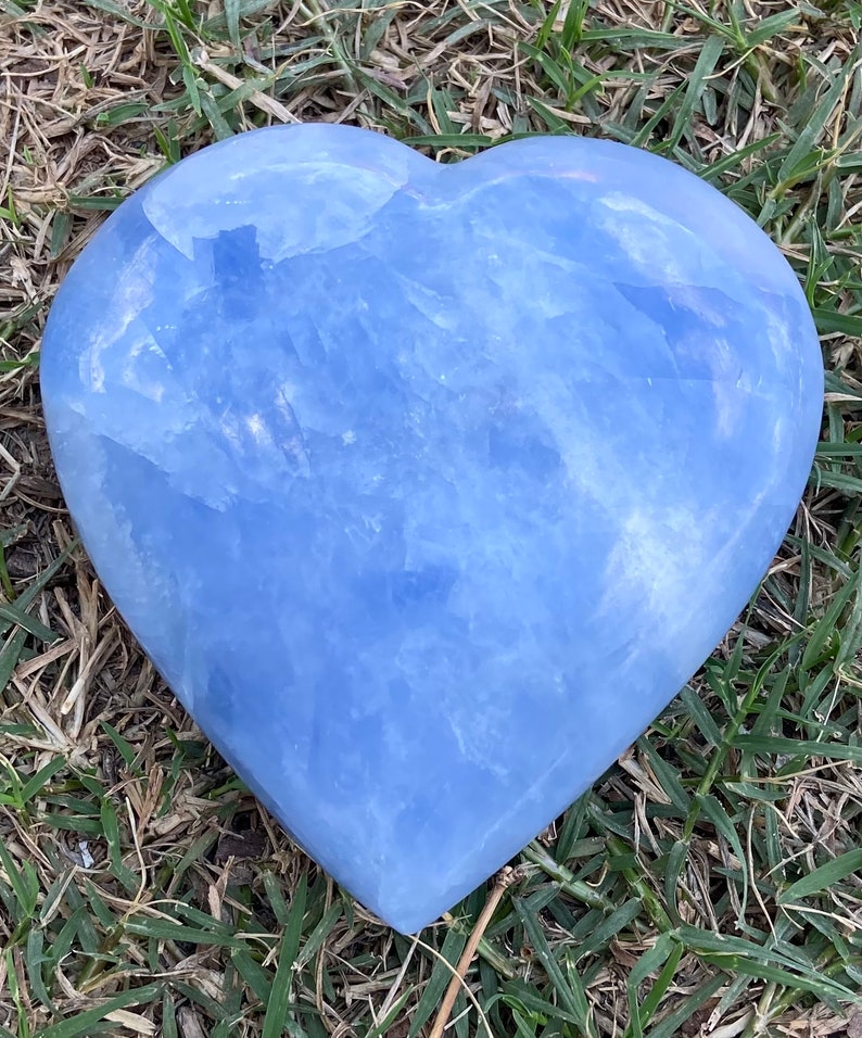 Blue Calcite Heart Shape Polished Carved Stone 404g From Madagascar Free Shipping b2 image 3