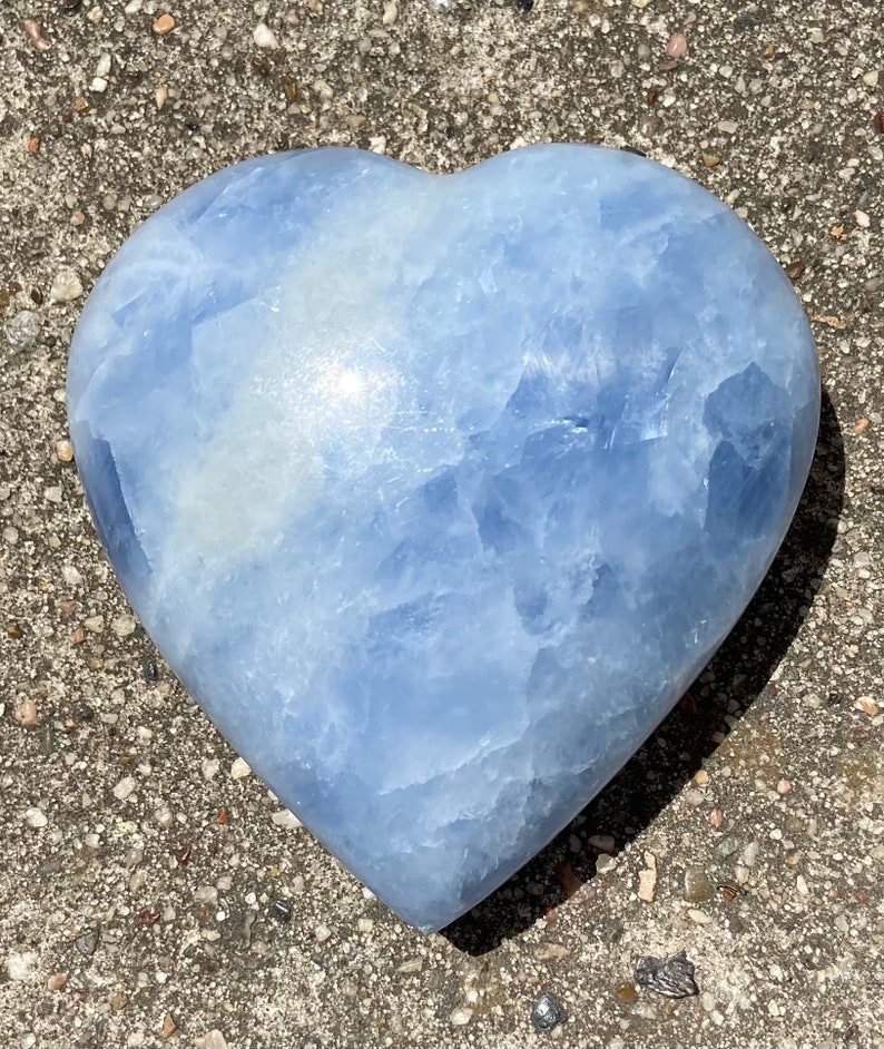 Blue Calcite Heart Shape Polished Carved Stone 404g From Madagascar Free Shipping b2 image 6