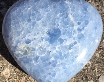 Blue Calcite Heart Shape Polished Carved Stone 5”  893g From Madagascar Free Shipping (b3)