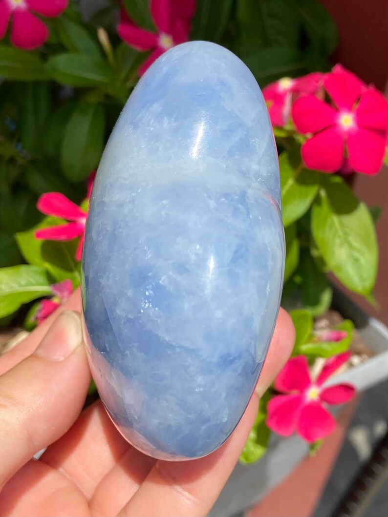 Blue Calcite Heart Shape Polished Carved Stone 404g From Madagascar Free Shipping b2 image 7