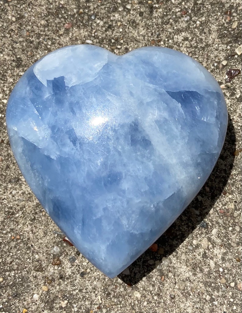 Blue Calcite Heart Shape Polished Carved Stone 404g From Madagascar Free Shipping b2 image 1