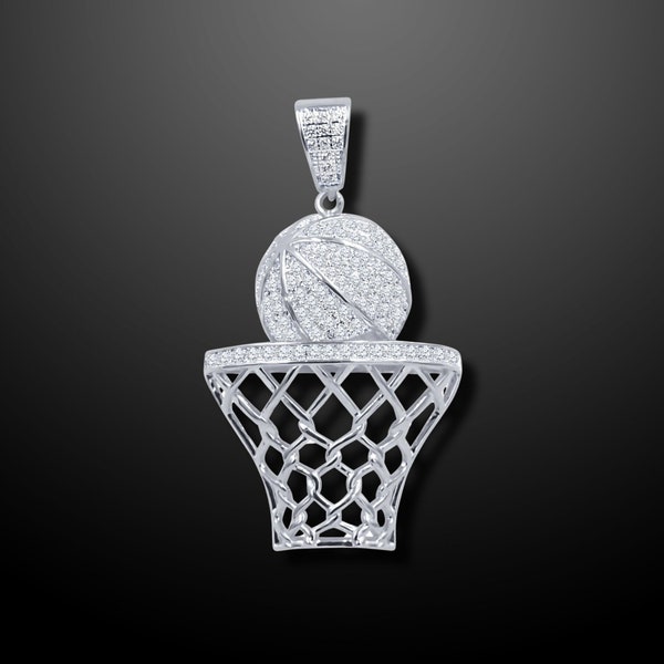 Moissanite Iced out Pendant 925 Sterling Silver "Basketball" VVS Moissanite Pendant Hip Hop Pendant