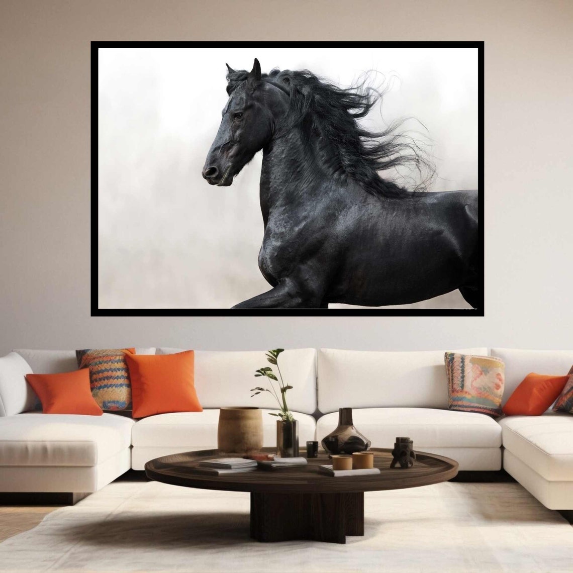 Large Black Horse Print Poster Canvas Wall Art Print - Etsy