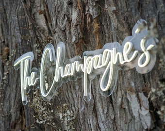 Custom Last Name Neon Wedding Sign, Personalized Decor