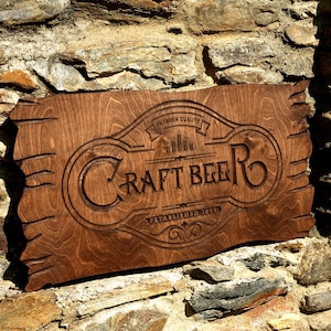 Insegna in legno personalizzata per birra artigianale, insegna da pub personalizzata, insegna da bar per la casa, decorazione da parete in legno, decorazione da caverna per uomini, decorazione rustica da bar per la casa, per amanti della birra