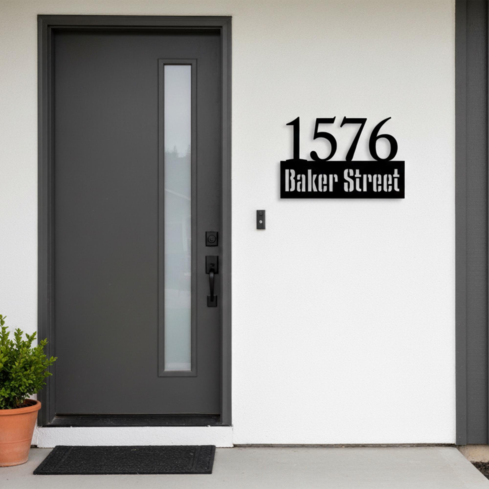 Custom Metal House Number Sign: Wall-mounted Steel Home Address Plaque ...