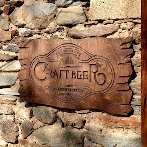 Custom Wooden Bar Sign, Personalized Craft Beer Sign, Wooden Name Sign, Man Cave, Pub, Home Bar Decor, Basement Bar Sign, Personalized Decor