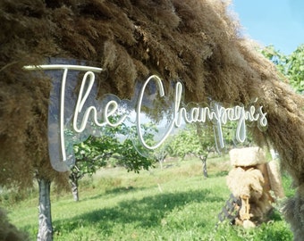 Custom Wedding Neon Sign, Personalized Name, Chair Decor