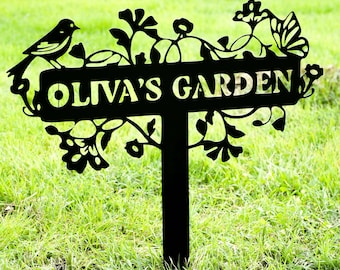 Grandma's Garden Personalized Metal GardenStake: Custom Floral Garden Gift for Her