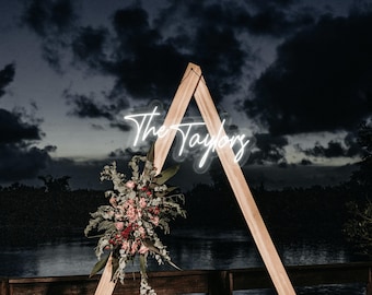 Personalized Wedding Neon Sign, Last Name LED Light Decor