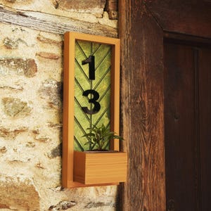 Benutzerdefinierte Fischgrät Hausnummer Zeichen, Adressschild aus Holz, rustikale Wohnkultur, Outdoor Decor, vertikale Hausnummern, personalisierte Geschenke