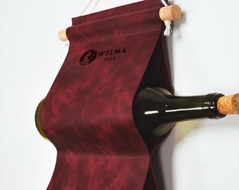 Hochzeitsgeschenk Personalisierte Weinflasche, Leder Wandbehang Weinregal, Jubiläumsgeschenk, New Home Bar Decor, Wein Geschenke für Paar