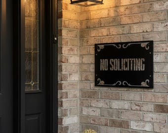 No Soliciting Metal Wall Sign: Custom Modern House Sign Plaque for Outdoor