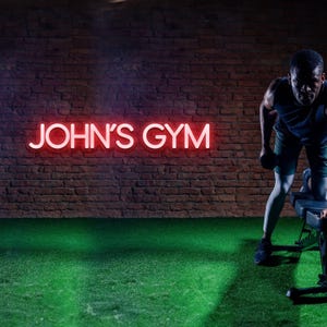 Letrero de neón de gimnasio personalizado, decoración de gimnasio, letrero de neón con nombre, estudio de boxeo, letrero deportivo, letrero de neón motivacional, letrero de neón personalizado, decorativo