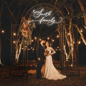 Custom Wedding Decor Neon Sign, Neon Light, Last Name Neon Sign, Personalized Neon Sign, Wedding Backdrop, Family Name Neon Light Decor