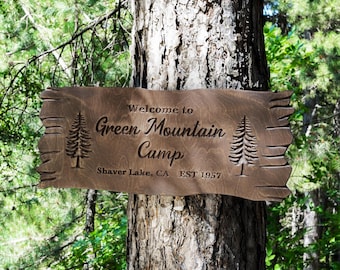 Personalized Campsite Sign, Rustic Wood Camping Decor