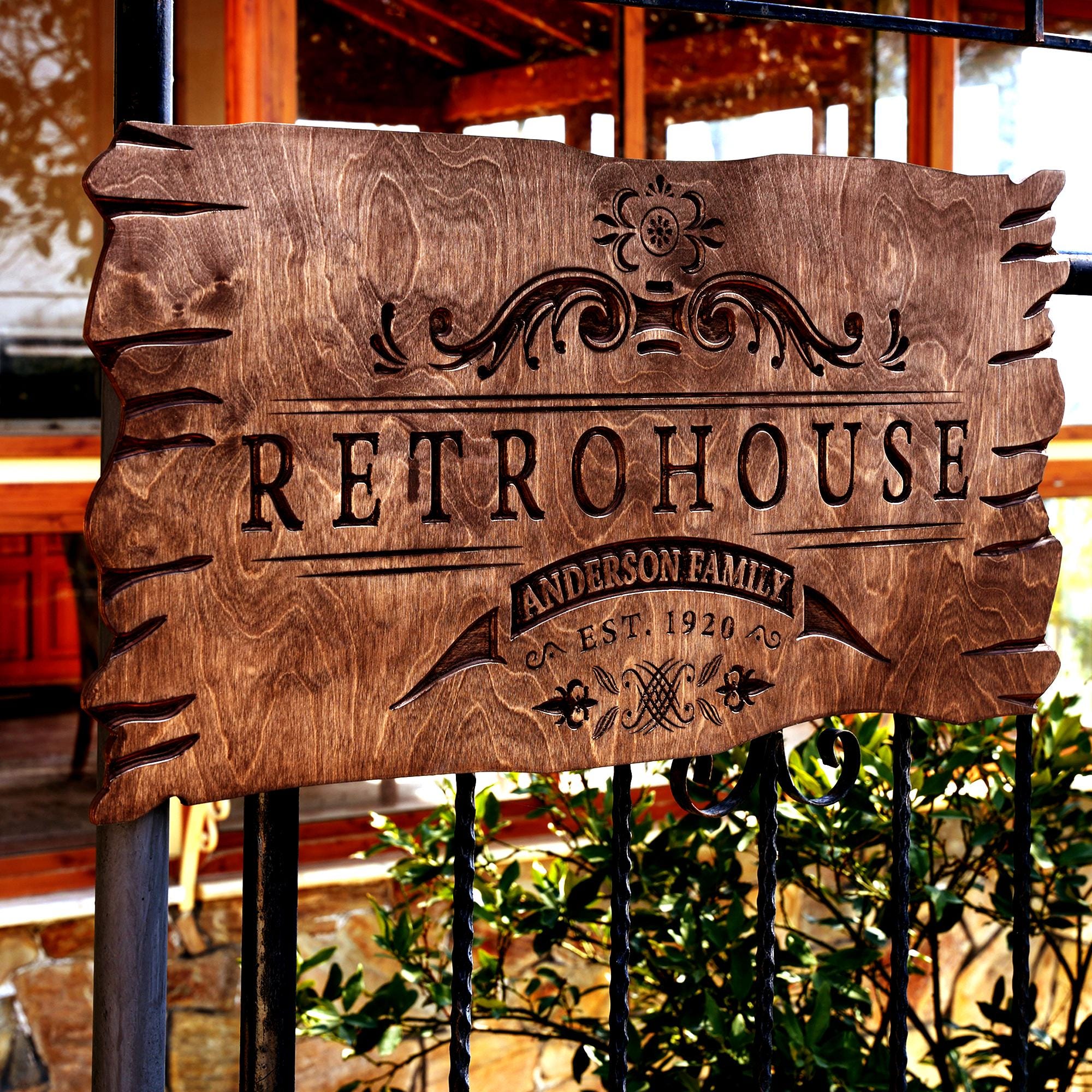 Personalized Wooden Family Campsite Sign, Custom Camping Signs, Farmhouse Decor, Cabin Decor, Wooden Carved Sign, Family Name Outdoor  Sign